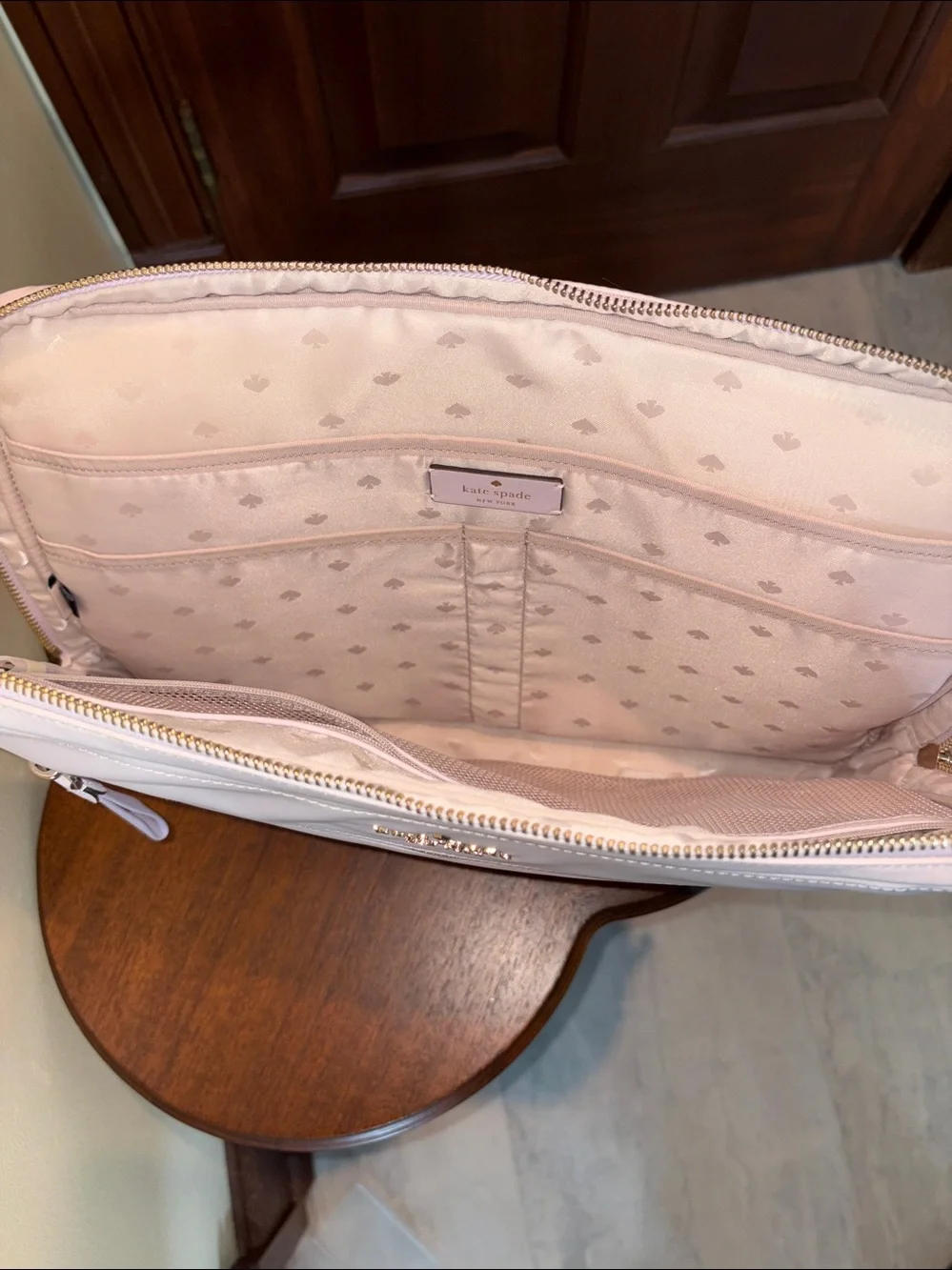 Kate Spade laptop case  Computer bag  HD nylon  pastel violet  Gold tone  Padded